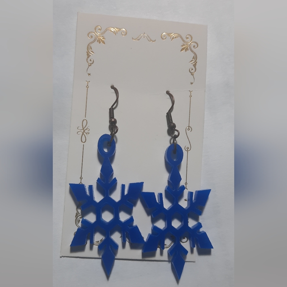 Blue Snowflake Earrings